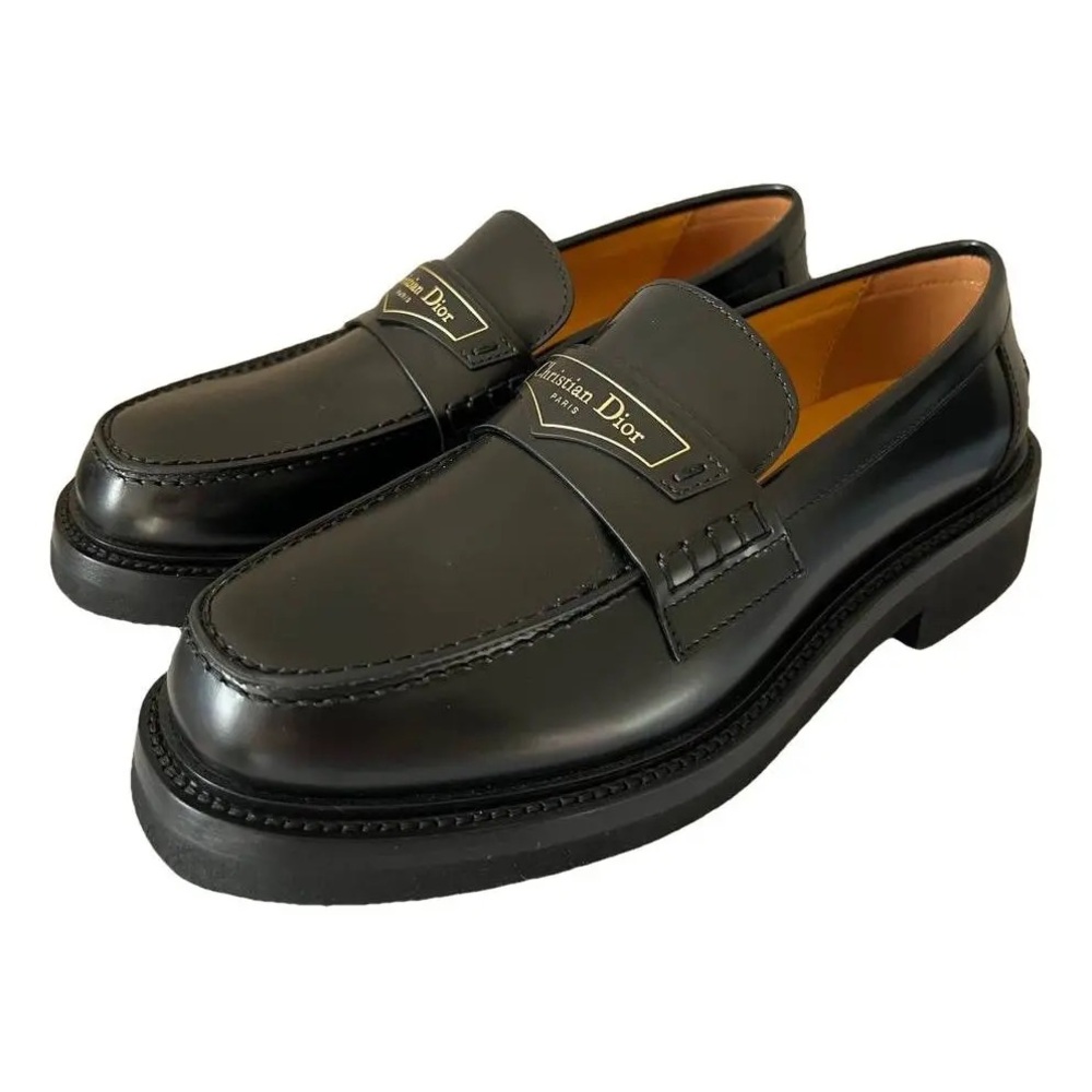 Dior women Black Leather Loafers